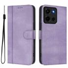 For Motorola Moto G 5G 2025 Line Splicing Buckle Retro Leather Phone Case(Purple) - 2