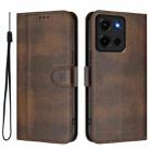 For Motorola Moto G 5G 2025 Line Splicing Buckle Retro Leather Phone Case(Brown) - 2