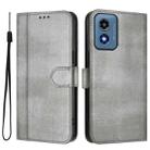 For Motorola Moto G Play 4G 2024 Global Line Splicing Buckle Retro Leather Phone Case(Grey) - 2