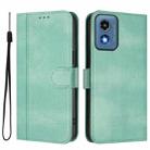 For Motorola Moto G Play 5G 2024 Global Line Splicing Buckle Retro Leather Phone Case(Mint) - 2