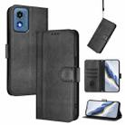 For Motorola Moto G Play 5G 2024 Global Line Splicing Buckle Retro Leather Phone Case(Black) - 1