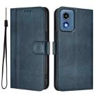 For Motorola Moto G Play 5G 2024 Global Line Splicing Buckle Retro Leather Phone Case(Dark Blue) - 2