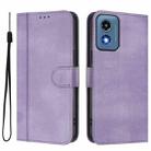 For Motorola Moto G Play 5G 2024 Global Line Splicing Buckle Retro Leather Phone Case(Purple) - 2