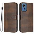 For Motorola Moto G Play 5G 2024 Global Line Splicing Buckle Retro Leather Phone Case(Brown) - 2