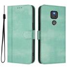 For Motorola Moto G Play 2021 Line Splicing Buckle Retro Leather Phone Case(Mint) - 2