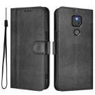 For Motorola Moto G Play 2021 Line Splicing Buckle Retro Leather Phone Case(Black) - 2
