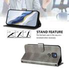 For Motorola Moto G Play 2021 Line Splicing Buckle Retro Leather Phone Case(Grey) - 3
