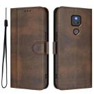 For Motorola Moto G Play 2021 Line Splicing Buckle Retro Leather Phone Case(Brown) - 2