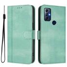 For Motorola Moto G Play 2022 Line Splicing Buckle Retro Leather Phone Case(Mint) - 2