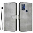 For Motorola Moto G Play 2022 Line Splicing Buckle Retro Leather Phone Case(Grey) - 2