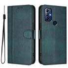 For Motorola Moto G Play 2022 Line Splicing Buckle Retro Leather Phone Case(Dark Green) - 2