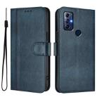 For Motorola Moto G Play 2022 Line Splicing Buckle Retro Leather Phone Case(Dark Blue) - 2