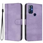 For Motorola Moto G Play 2022 Line Splicing Buckle Retro Leather Phone Case(Purple) - 2