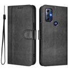 For Motorola Moto G Play 2023 / G Pure 2021 Line Splicing Buckle Retro Leather Phone Case(Black) - 2