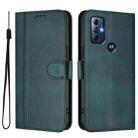 For Motorola Moto G Play 2023 / G Pure 2021 Line Splicing Buckle Retro Leather Phone Case(Dark Green) - 2
