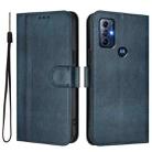 For Motorola Moto G Play 2023 / G Pure 2021 Line Splicing Buckle Retro Leather Phone Case(Dark Blue) - 2