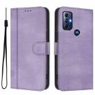 For Motorola Moto G Play 2023 / G Pure 2021 Line Splicing Buckle Retro Leather Phone Case(Purple) - 2