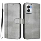 For Motorola Moto G Power 5G 2024 Line Splicing Buckle Retro Leather Phone Case(Grey) - 2