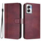 For Motorola Moto G Power 5G 2024 Line Splicing Buckle Retro Leather Phone Case(Wine Red) - 2