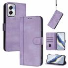 For Motorola Moto G Power 5G 2024 Line Splicing Buckle Retro Leather Phone Case(Purple) - 1
