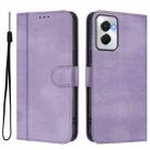For Motorola Moto G Power 5G 2024 Line Splicing Buckle Retro Leather Phone Case(Purple) - 2