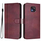 For Motorola Moto G Power 2021 Line Splicing Buckle Retro Leather Phone Case(Wine Red) - 2
