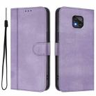 For Motorola Moto G Power 2021 Line Splicing Buckle Retro Leather Phone Case(Purple) - 2