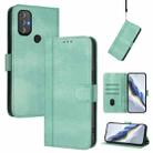 For Motorola Moto G Power 2022 Line Splicing Buckle Retro Leather Phone Case(Mint) - 1