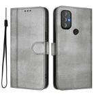 For Motorola Moto G Power 2022 Line Splicing Buckle Retro Leather Phone Case(Grey) - 2