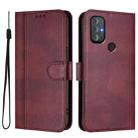 For Motorola Moto G Power 2022 Line Splicing Buckle Retro Leather Phone Case(Wine Red) - 2