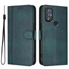 For Motorola Moto G Power 2022 Line Splicing Buckle Retro Leather Phone Case(Dark Green) - 2
