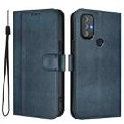 For Motorola Moto G Power 2022 Line Splicing Buckle Retro Leather Phone Case(Dark Blue) - 2
