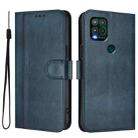 For Motorola Moto G Stylus 5G 2021 Line Splicing Buckle Retro Leather Phone Case(Dark Blue) - 2
