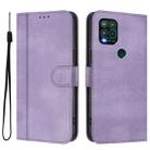 For Motorola Moto G Stylus 5G 2021 Line Splicing Buckle Retro Leather Phone Case(Purple) - 2