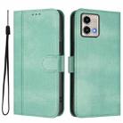 For Motorola Moto G Stylus 5G 2023 Line Splicing Buckle Retro Leather Phone Case(Mint) - 2