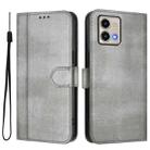 For Motorola Moto G Stylus 5G 2023 Line Splicing Buckle Retro Leather Phone Case(Grey) - 2
