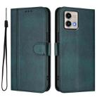 For Motorola Moto G Stylus 5G 2023 Line Splicing Buckle Retro Leather Phone Case(Dark Green) - 2