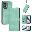For Motorola Moto G Stylus 5G 2024 Line Splicing Buckle Retro Leather Phone Case(Mint) - 1