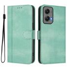 For Motorola Moto G Stylus 5G 2024 Line Splicing Buckle Retro Leather Phone Case(Mint) - 2