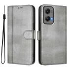 For Motorola Moto G Stylus 5G 2024 Line Splicing Buckle Retro Leather Phone Case(Grey) - 2