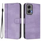 For Motorola Moto G Stylus 5G 2024 Line Splicing Buckle Retro Leather Phone Case(Purple) - 2