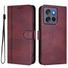 For Motorola Moto G Stylus 5G 2025 Global Line Splicing Buckle Retro Leather Phone Case(Wine Red) - 2