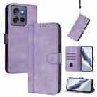 For Motorola Moto G Stylus 5G 2025 Global Line Splicing Buckle Retro Leather Phone Case(Purple) - 1