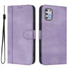 For Motorola Moto G Stylus 4G 2021 Line Splicing Buckle Retro Leather Phone Case(Purple) - 2