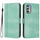 For Motorola Moto G Stylus 4G 2022 Line Splicing Buckle Retro Leather Phone Case(Mint) - 2