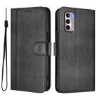 For Motorola Moto G Stylus 4G 2022 Line Splicing Buckle Retro Leather Phone Case(Black) - 2
