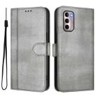 For Motorola Moto G Stylus 4G 2022 Line Splicing Buckle Retro Leather Phone Case(Grey) - 2