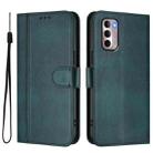 For Motorola Moto G Stylus 4G 2022 Line Splicing Buckle Retro Leather Phone Case(Dark Green) - 2