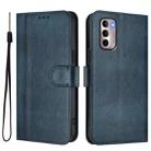For Motorola Moto G Stylus 4G 2022 Line Splicing Buckle Retro Leather Phone Case(Dark Blue) - 2