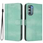 For Motorola Moto G Stylus 5G 2022 Line Splicing Buckle Retro Leather Phone Case(Mint) - 2